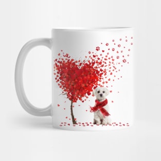 Happy Valentine's Day Heart Tree Love White Maltese Mug